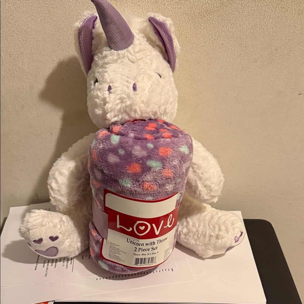 Plush Unicorn with Blanket Set